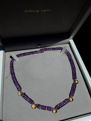 amethyst citrine beaded gemstone candy necklace