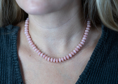 pink opal beaded candy necklace