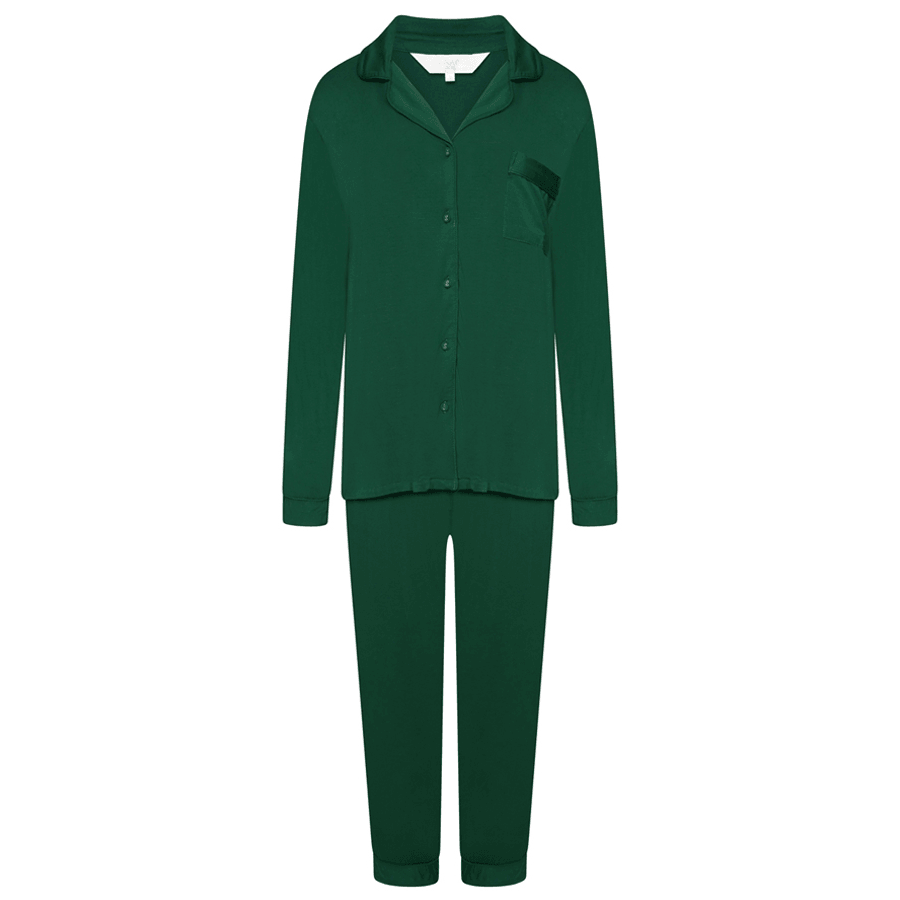 Children's Rayon Stretch Trouser Pyjama Set -Pine - The NAP Co.