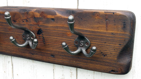 Reclaimed Wood Coat and Hat Rack with hooks Cottage Country Vintage ...