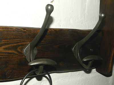 Reclaimed wood Hat and Coat Rack with shelf and Wide Cast iron Hooks ...