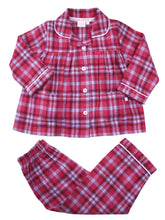 Load image into Gallery viewer, Girls Raspberry Check Traditional Cotton Pyjama Set.
