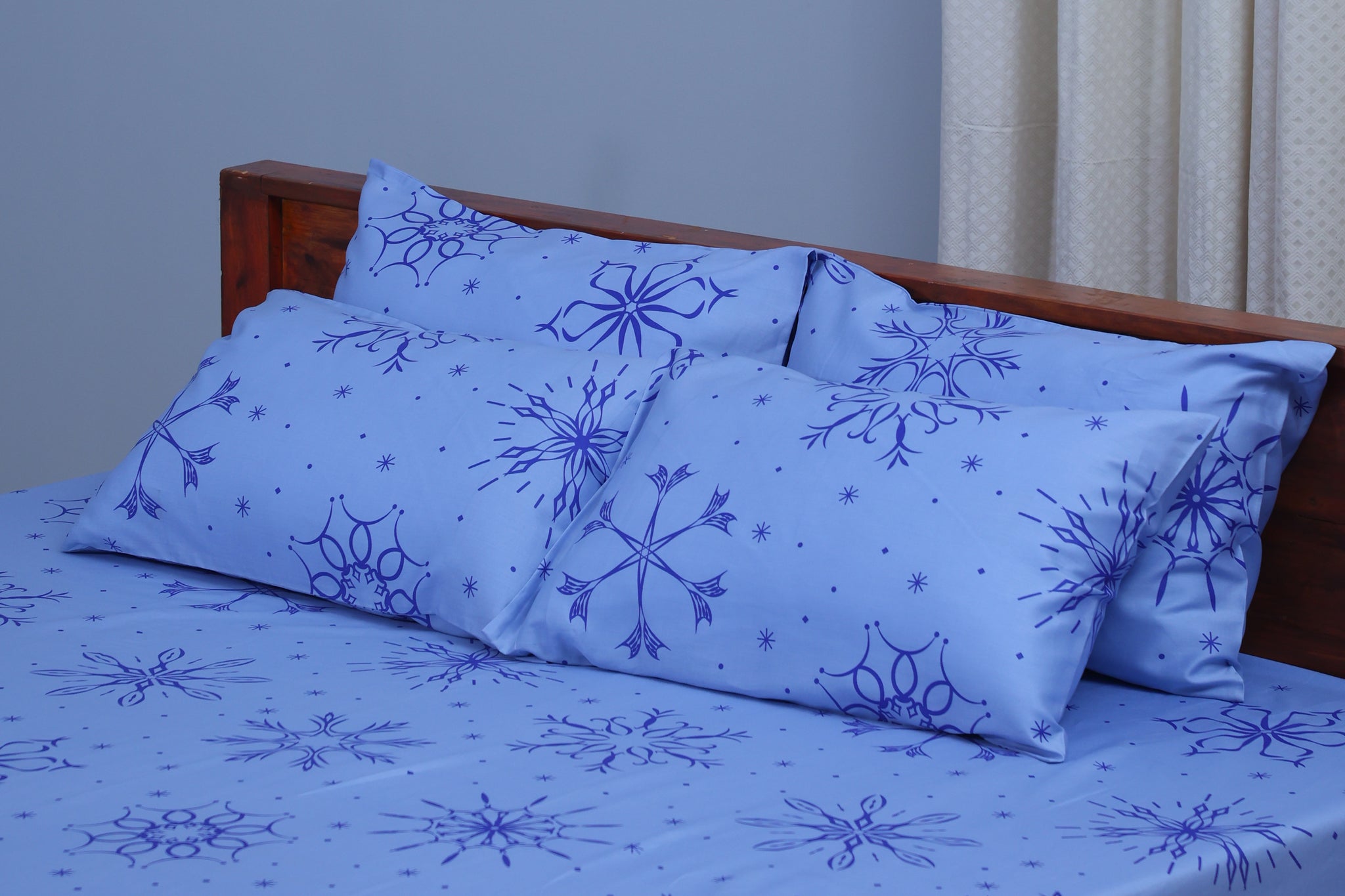 Soft Blue Colour Bed & Pillow Covers