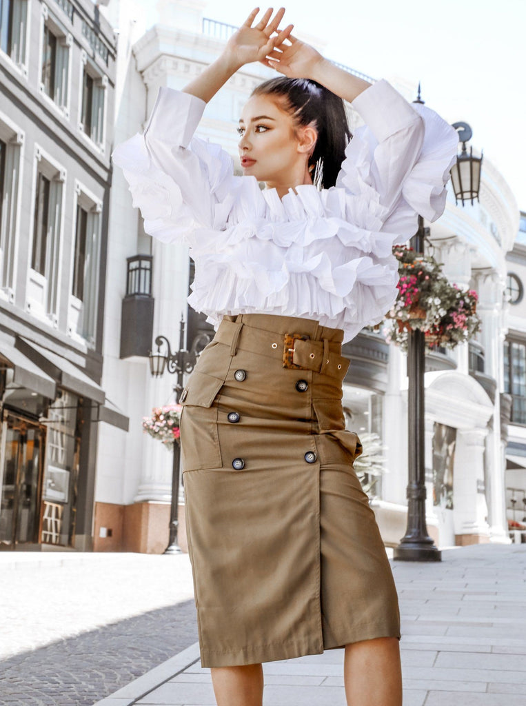 Buttoned Up in Style Midi Skirt | MUSE FASHION