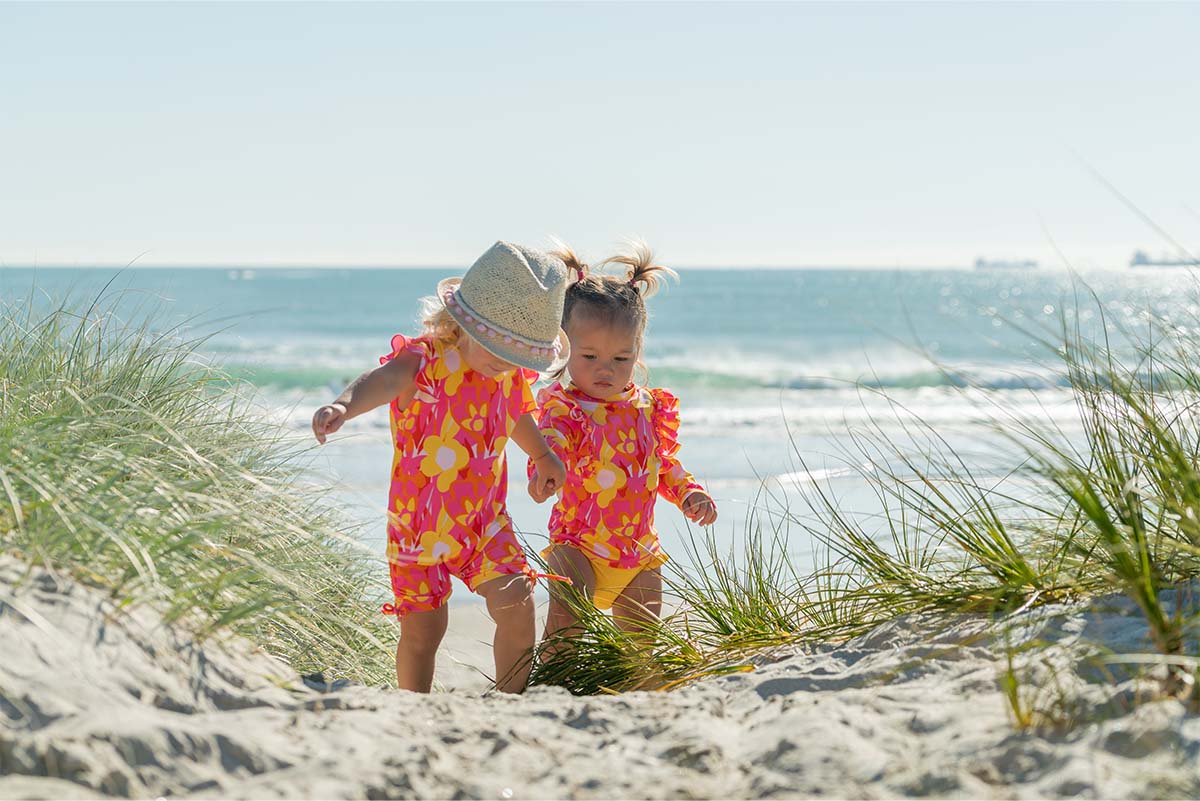 Bright swimsuits for toddlers.