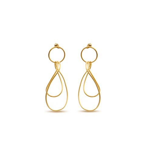 wavy chain gold earrings