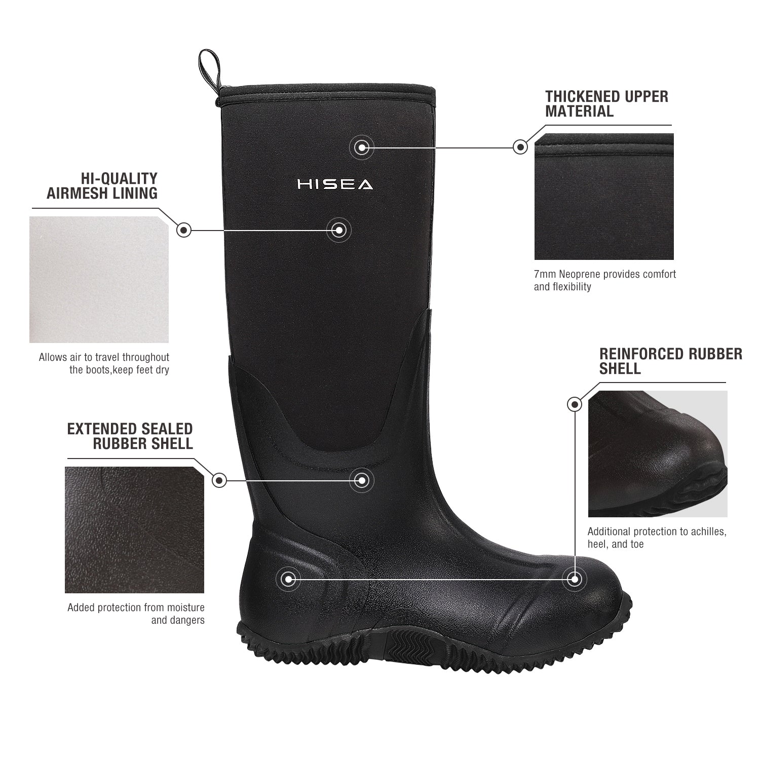 black mid calf rain boots