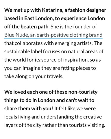 Blue Nude ~ Slow Fashion Brand - Our Local Guide to London