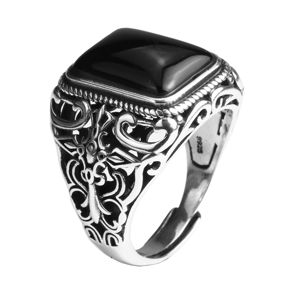 black silver ring