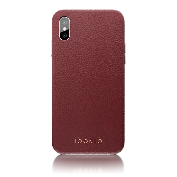 Leather case for iPhone xr ~ calfskin red