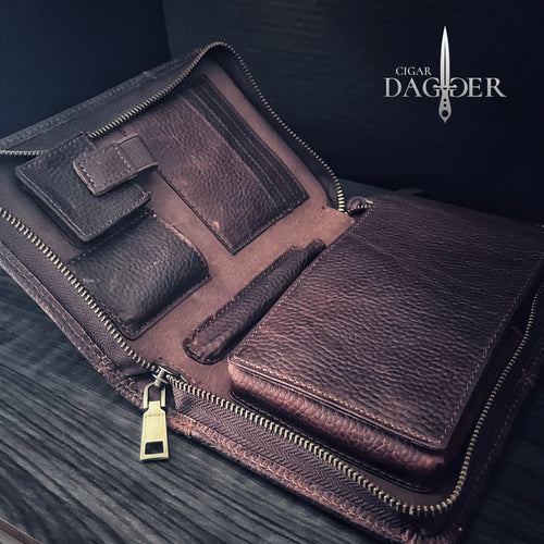 The Limited Edition Black & Brown Leather Cigar Case – Cigar Dagger