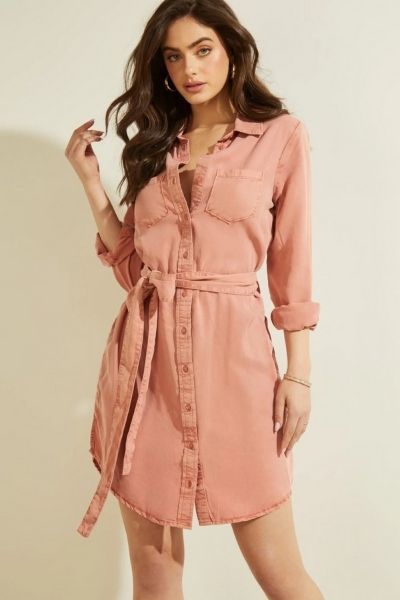 robe-chemisier-rose-guess