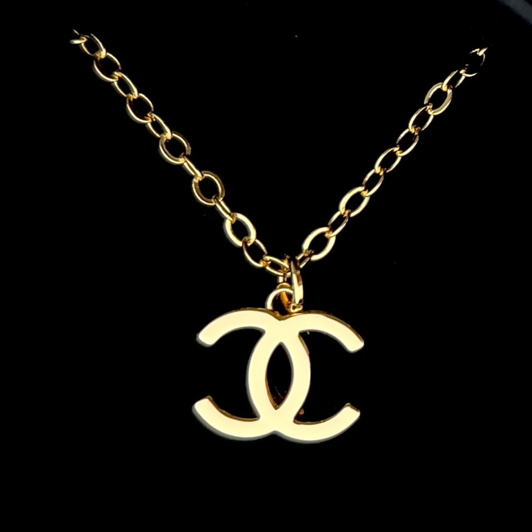 Authentic Chanel Faux Pearl Charm  Reworked Gold 16-18 Necklace