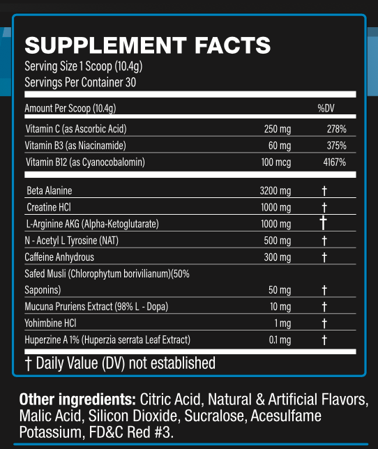 RECOIL® Pre Workout supplement facts