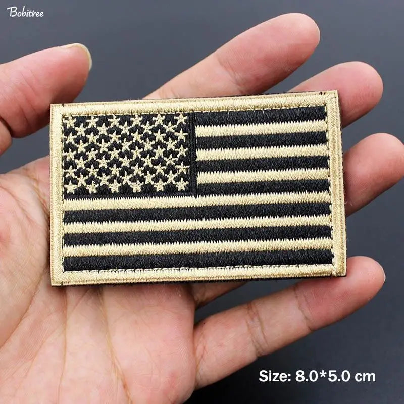 Patch brodé militaire marron drapeau français avec velcro