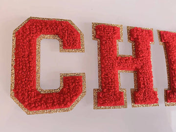 3 inch Iron on letters, Red, Chenille Letters, varsity: R