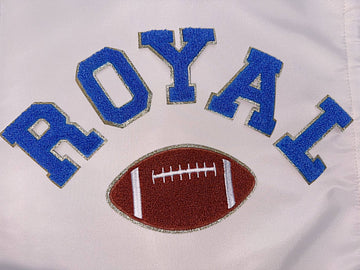 3 inch Iron on letters, Royal Blue(Gold), Chenille Letter: O