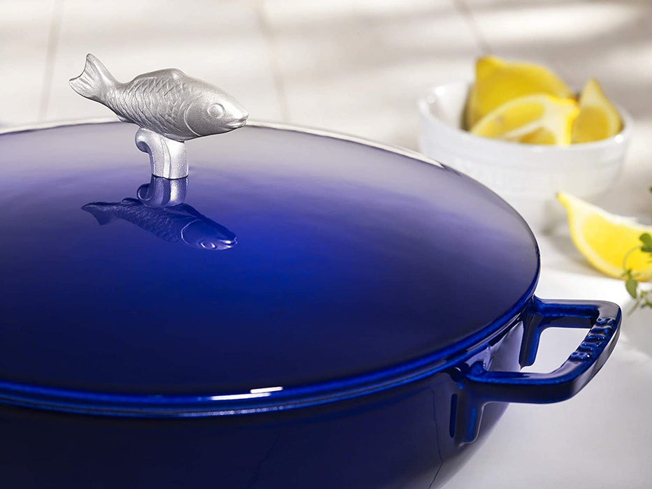 Staub Round Cast Iron Bouillabaisse Pot - 28cm - Dark Blue 1112991— La  Cuisine Appliances