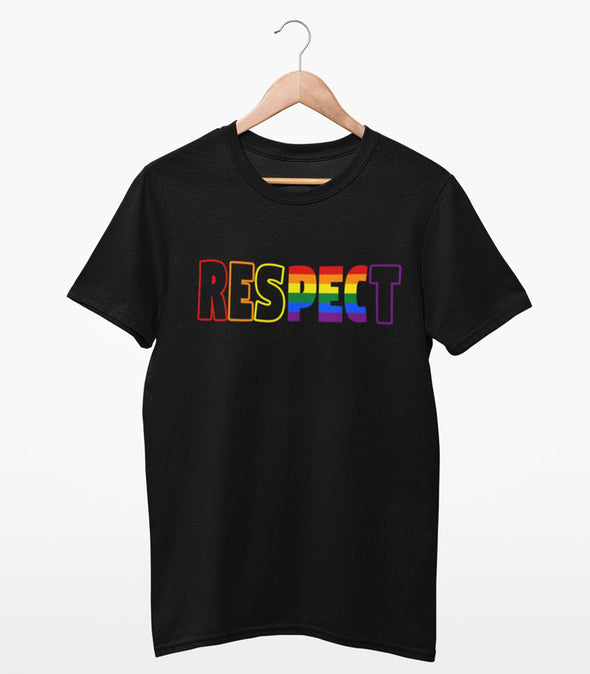 Pec Respect Rainbow Mens Unisex Black Modern Crew T Shirt • Prince Ed Prince Edward County T 2361