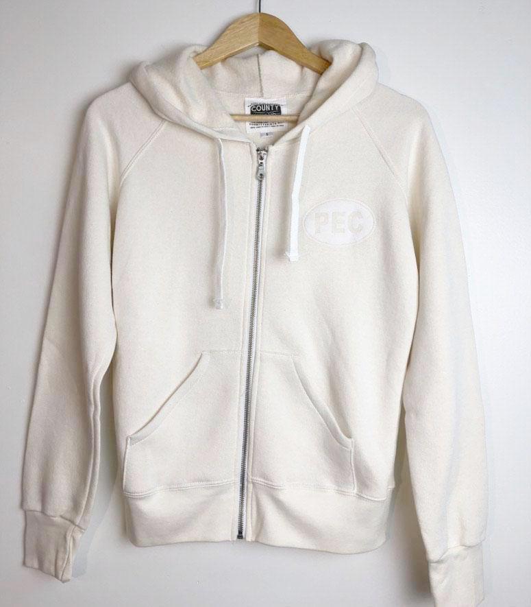 white zip hoodie