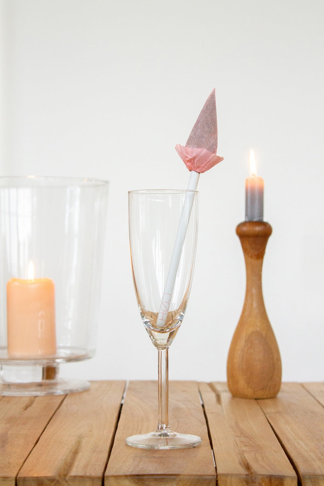 A fancy tulip joint in a champagne flute