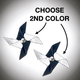 Two-Color Suede Pinwheel Charms for Skate Laces (Set of 2): BLACK + CHOOSE 2ND COLOR