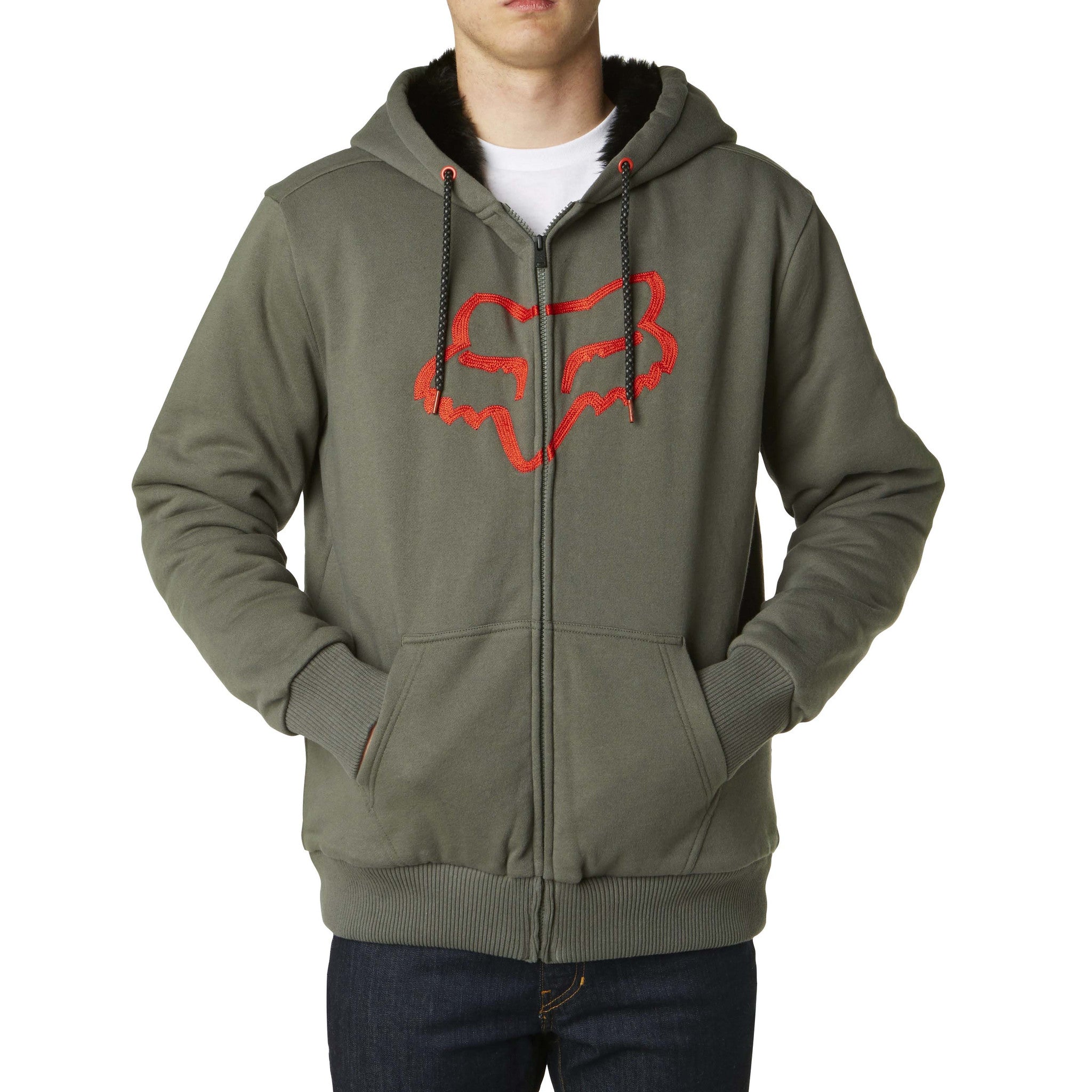 Fox Racing Men's Traxion Sasquatch Lined Fleece Zip Up Hoodie Hooded ...