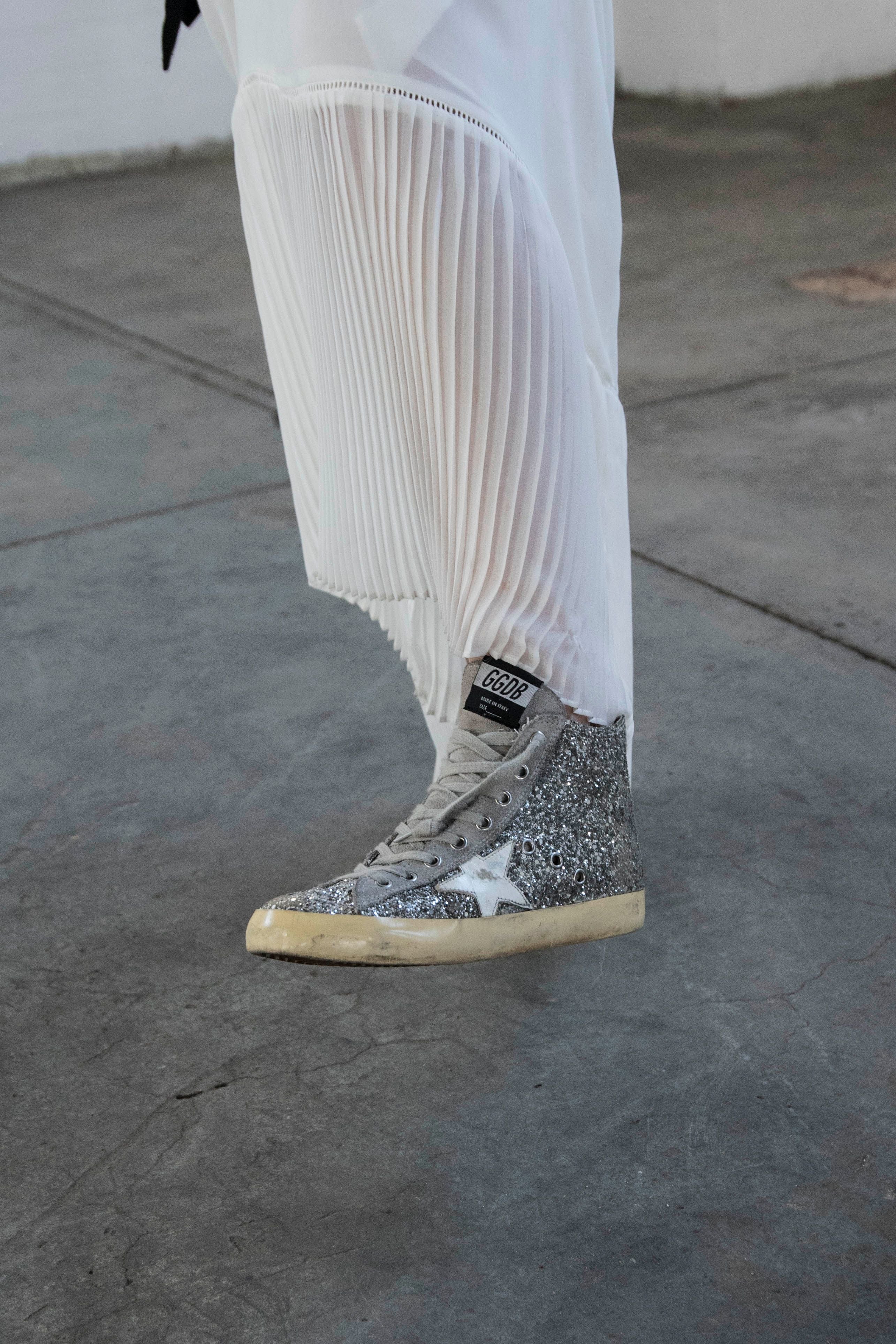 golden goose glitter high top sneakers