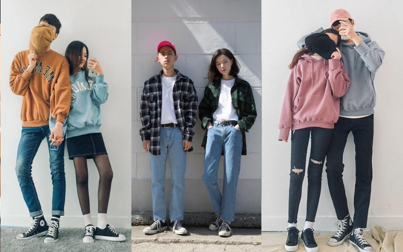Streetwear couple outfit korea matchy matchy