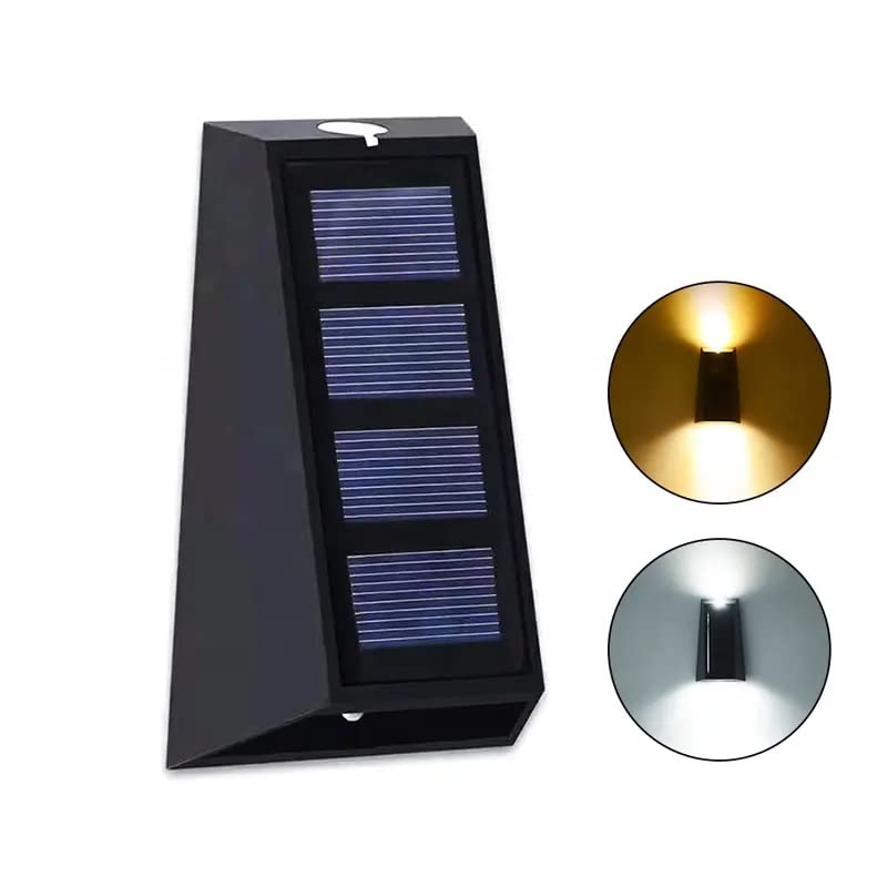 Set 2 lampi solare de perete pentru gradina, impermeabile IP65, forma trapezoidala, lumina calda