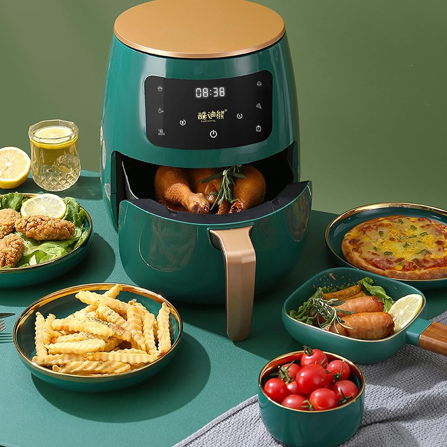 Friteuza cu aer cald, S-18 Air Fryer, 2400W, afisaj digital, LCD Touch control mi