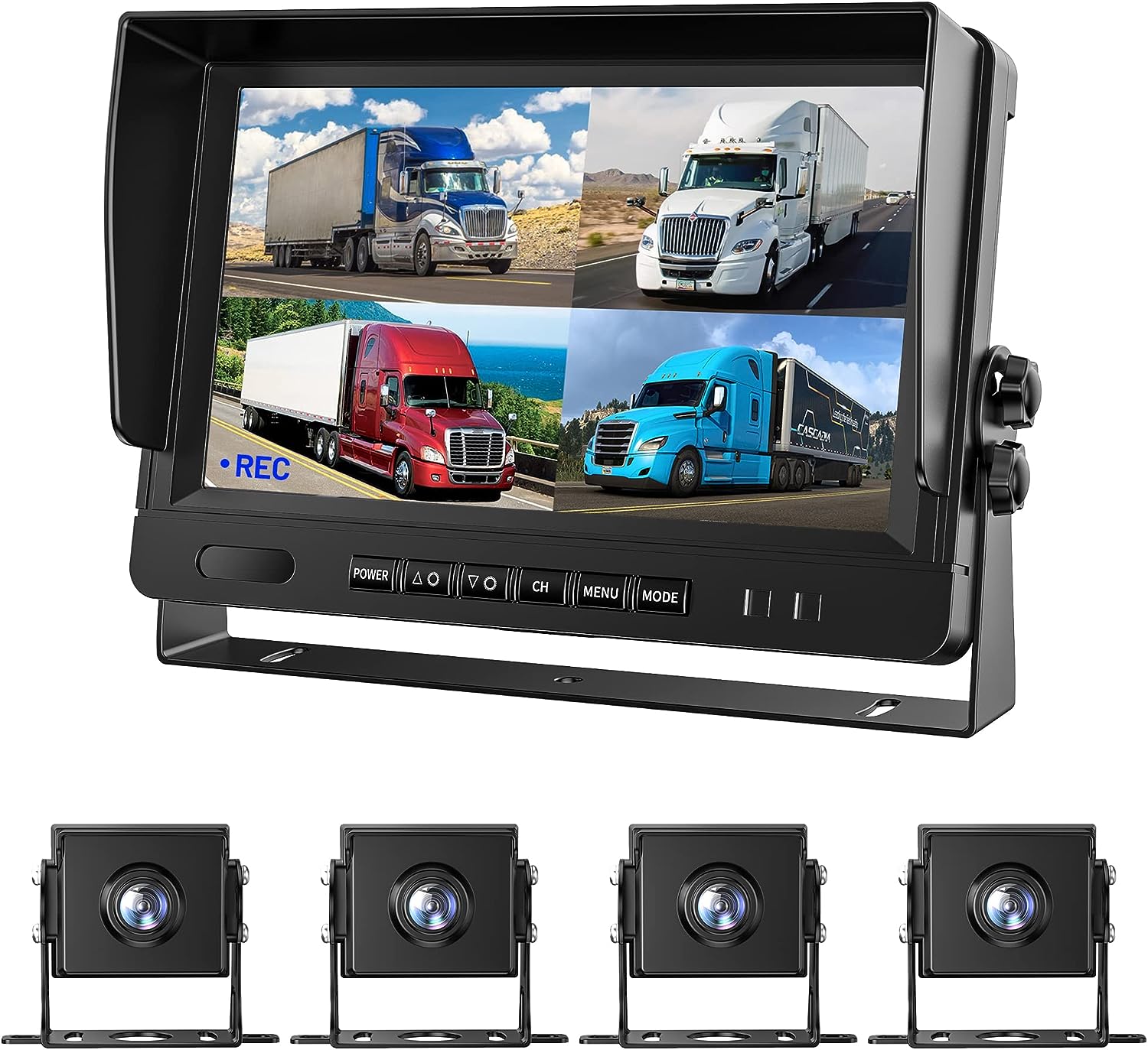 Kit marsarier cu 4 camere AHD si display IPS de 9", camioane, autocare, bus-uri 12V-24V