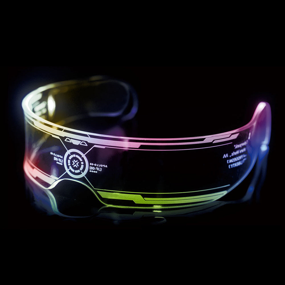 Ochelari pentru petrecere LED, 7 Culori, 21 efecte iluminare, control dublu, stilul cyberpunk