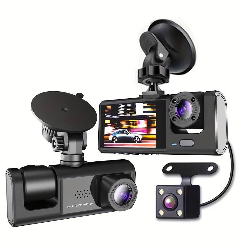 Camera auto tripla FullHD, 3 camere-FATA/SPATE/INTERIOR, ecran 2', G Senzor