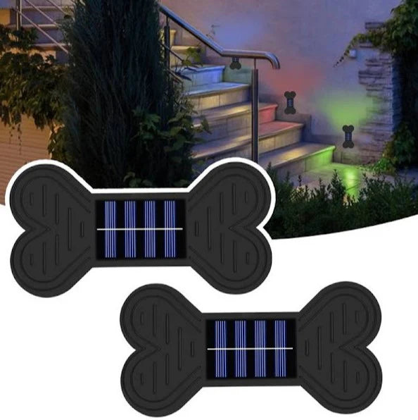 Set 2 Lampi Solare LEDpentru perete,cu design decorativ in forma de os, lumina calda, ABS, pentru gradina