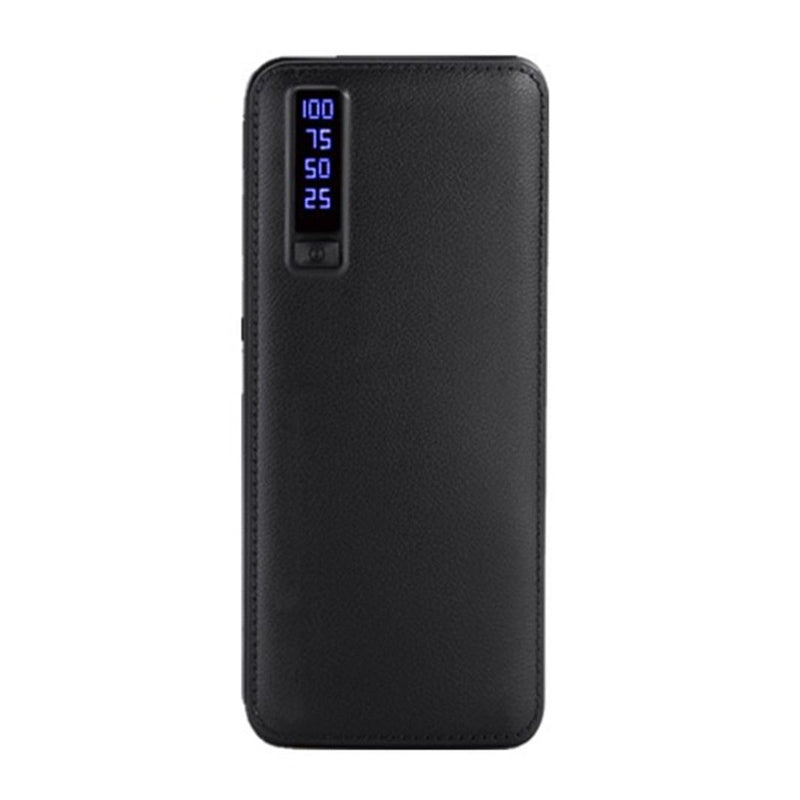 Baterie externa 30000 mAh, 3 port USB si lanterna, carcasa piele