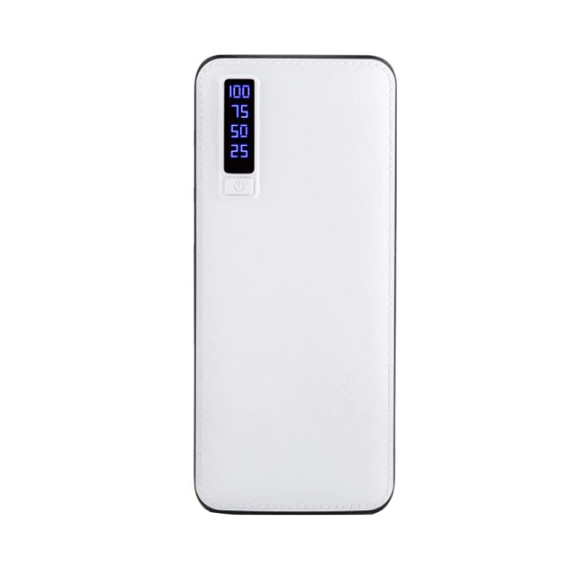 Baterie externa 30000 mAh, 3 port USB si lanterna, carcasa piele