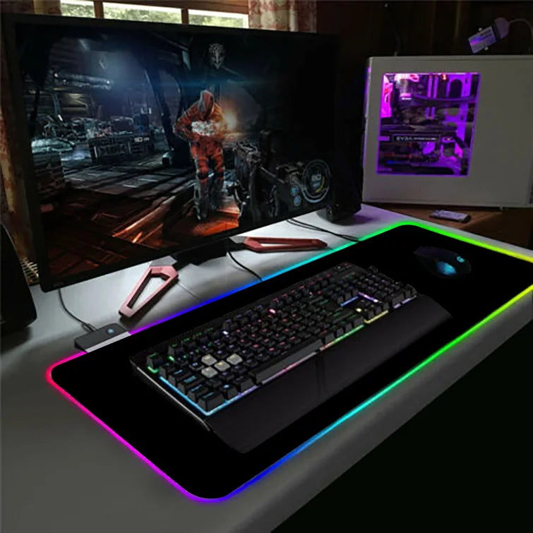 Mouse Pad gaming cu iluminare led RGB 90 x 40 negru