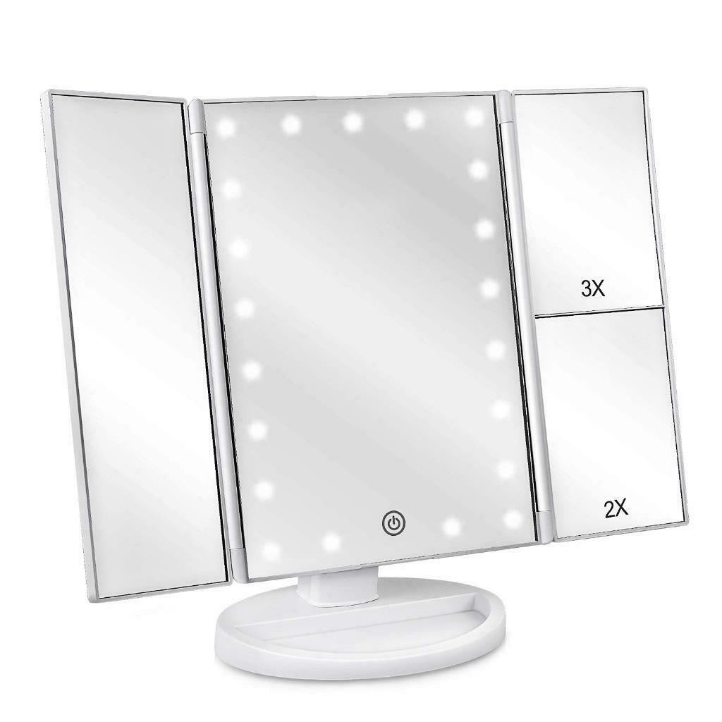 Oglinda cosmetica LED extensibila, buton tactility