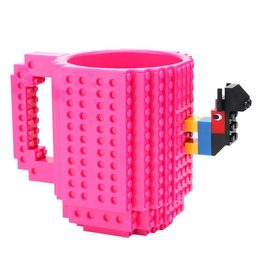 Cana customizabila cu piese lego, pentru copii, 350 ml, plastic