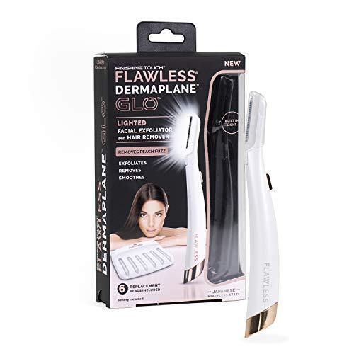 Aparat pentru epilare faciala, Flawless Dermaplane Glo, 2 capete incluse