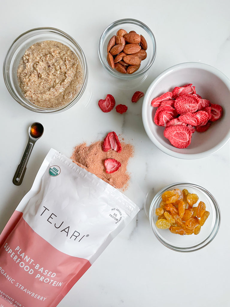 Ingredients for Tejari Organic Strawberry no-bake cookies