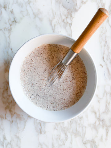 Ingredients for chia seed pudding in bowl