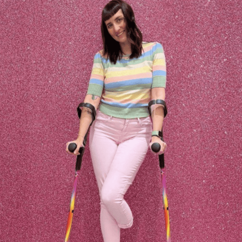 Laura Armstrong Wows on Rainbow Cool Crutches