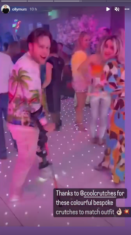 Olly Murs Hits the Dance Floor on his Pink Green and Orange Cool Crutches