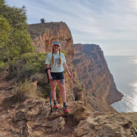 Sarah Curran Hiking on Emerald Sky Cool Crutches
