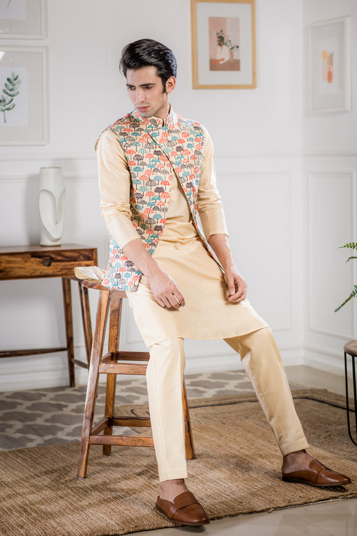Sultan Kurta Jacket Set with Pyjama (Set of 3) – Mad Clothing India