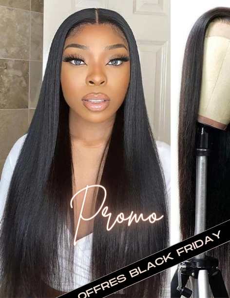 Perruque Brésilienne Lace Closure Frange Lisse Wig - Black Friday