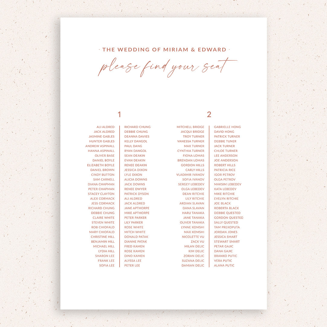 Forever Seating Chart Kara Invitations