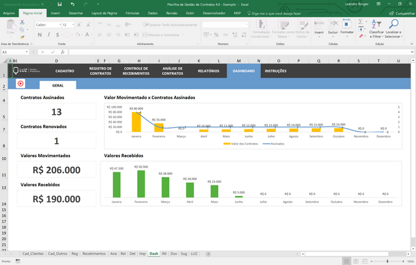 Planilha de Gestão e Controle de Contratos em Excel 4.0